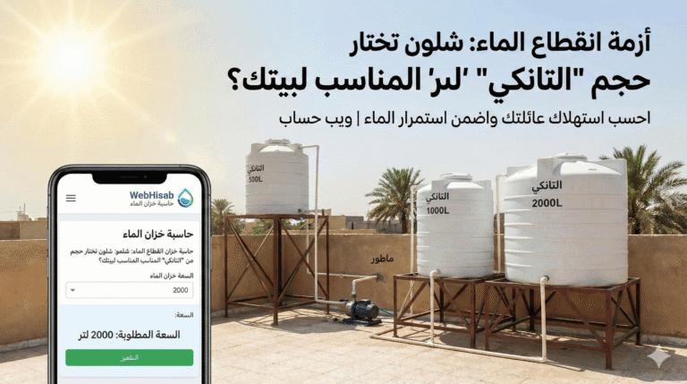 أزمة انقطاع الماء بالصيف: شلون تختار حجم “التانكي” المناسب لبيتك حتى لا تنقطع؟