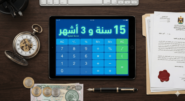 حاسبة الخدمة الفعلية للموظف: احسب سنوات وأشهر الخدمة الوظيفية والتقاعد بدقة