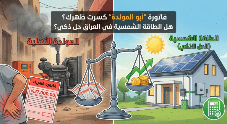 فاتورة “أبو المولدة” كسرت ظهرك؟.. هل الطاقة الشمسية في العراق حل ذكي أم خسارة؟ (حاسبة الاسترداد)
